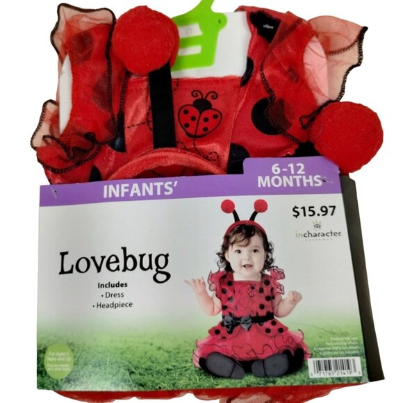 Infant 6 to 12 Months Lovebug Ladybug Dress and Headpiece Halloween Costume - Picture 2 of 6